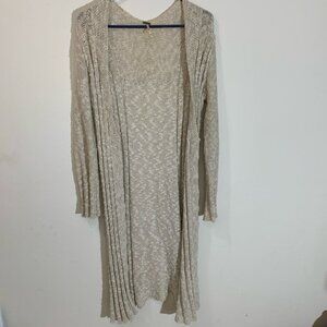 Free People Maxi Open Front Cream Duster size M